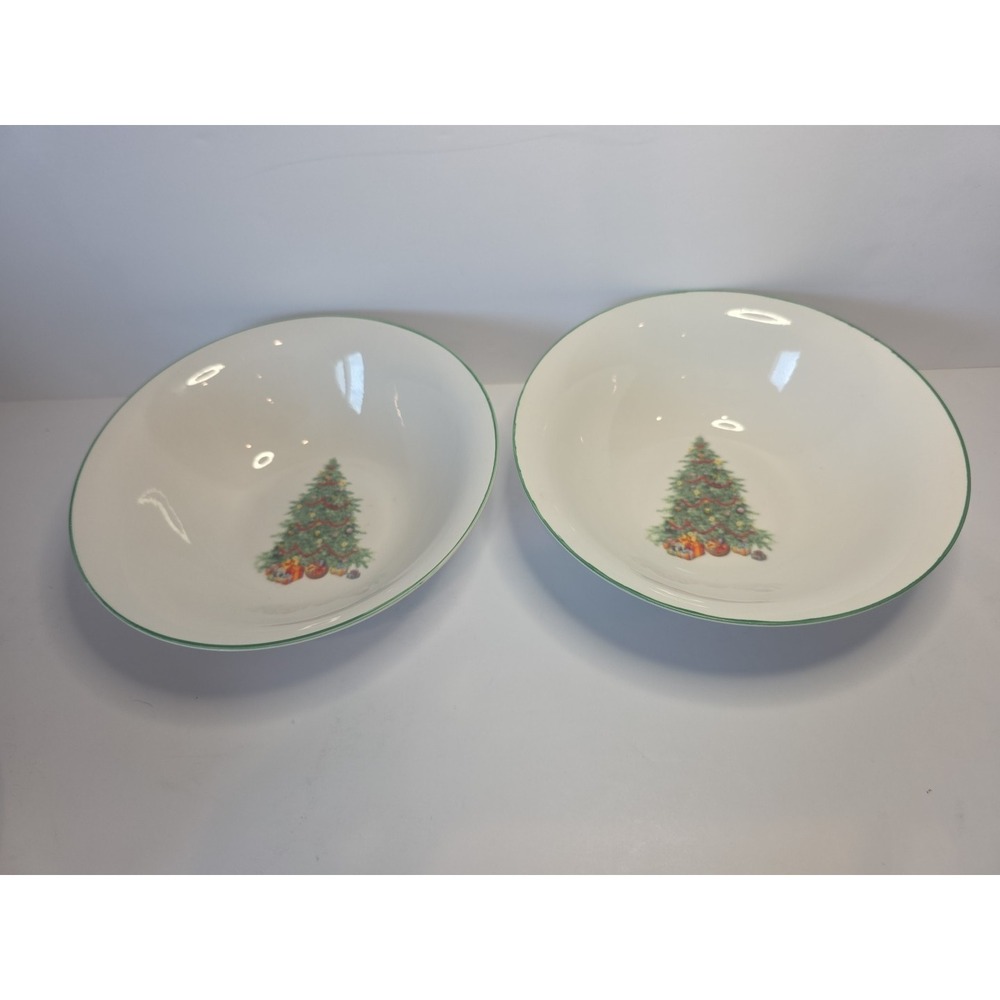 Trisa‎ Cereal Bowl Christmas Tree Stoneware Set of 2 Microwave & DW Safe Vintage